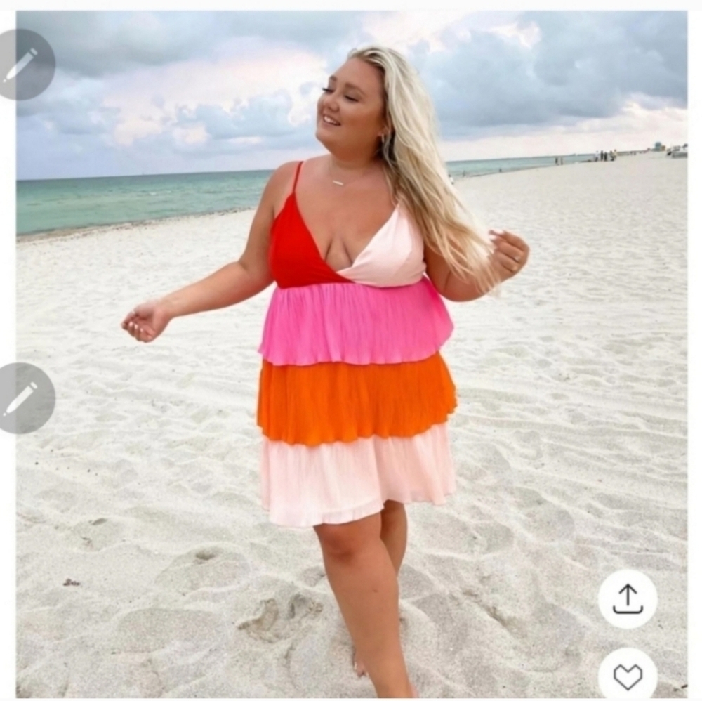 NWOT Shein 4x ruffle color block dress
